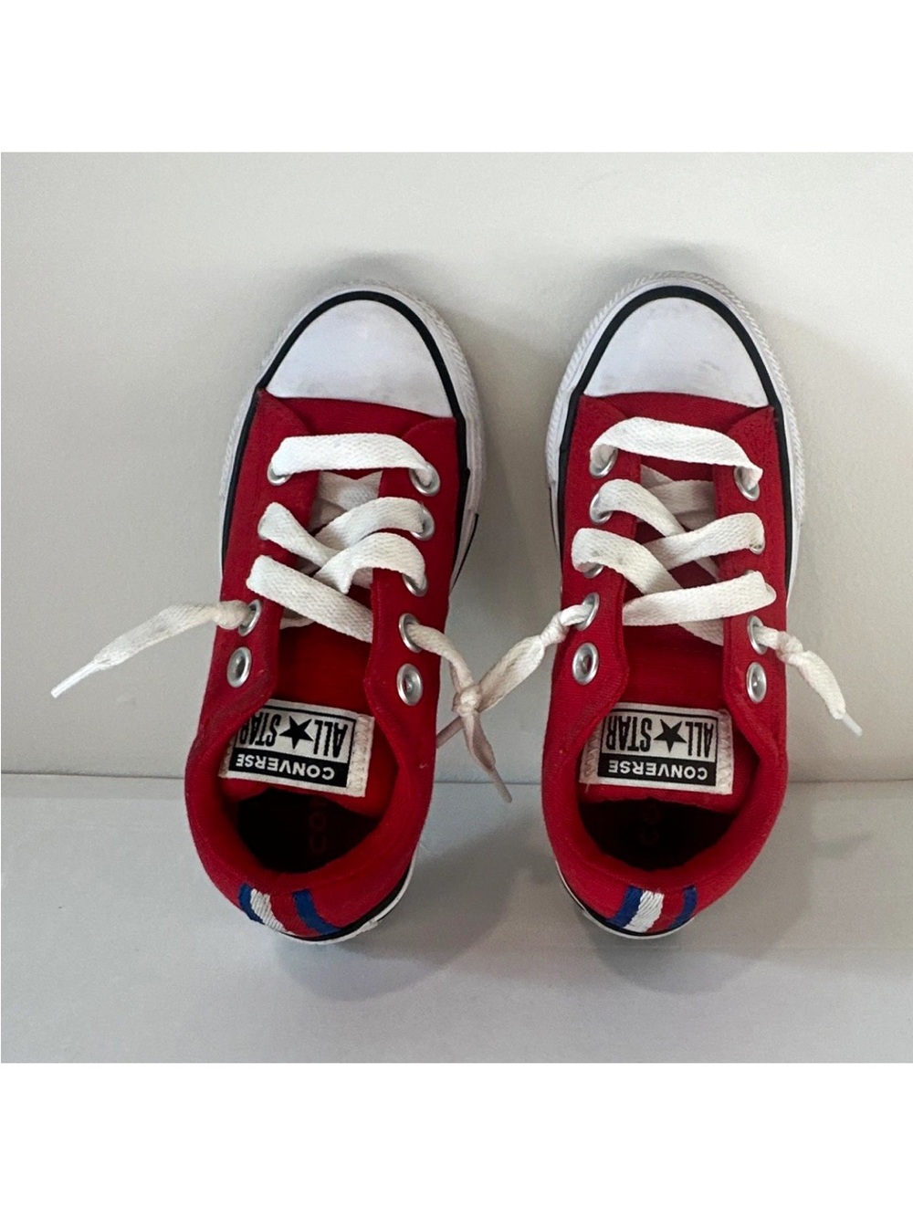 Converse Kids Red Low Top Sneakers with White Accents